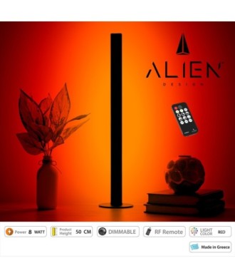 GloboStar® ALIEN-DIVA-BLACK-50-4 ALIEN Design DIVA Μοντέρνο Minimal Nordic Μεταλλικό Φωτιστικό Επιτραπέζιο - Πορτατίφ - Λαμπατέρ Μαύρο LED 8W 800lm με Ασύρματο Χειριστήριο RF & Dimmer IP20 Κόκκινο Μ3 x Π1.6 x Υ50cm